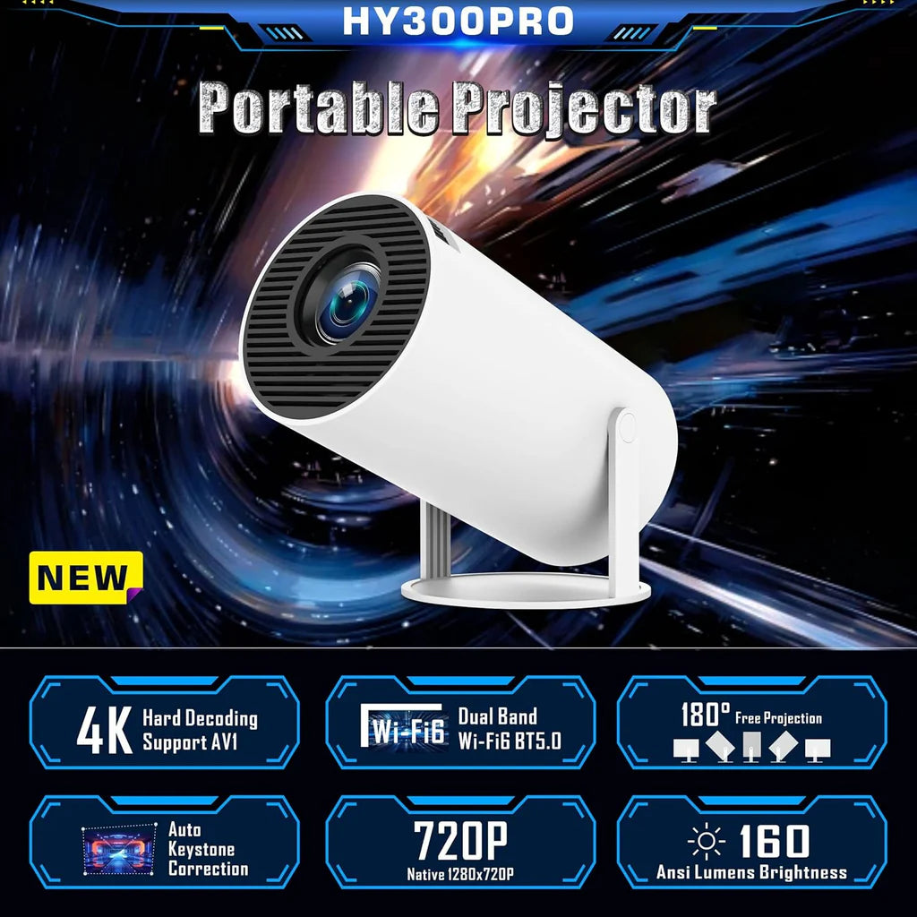 4K Portable Projector with Wifi & Bluetooth