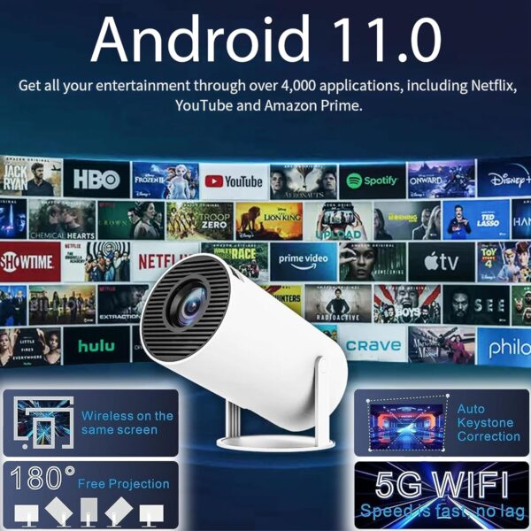 4K Portable Projector with Wifi & Bluetooth